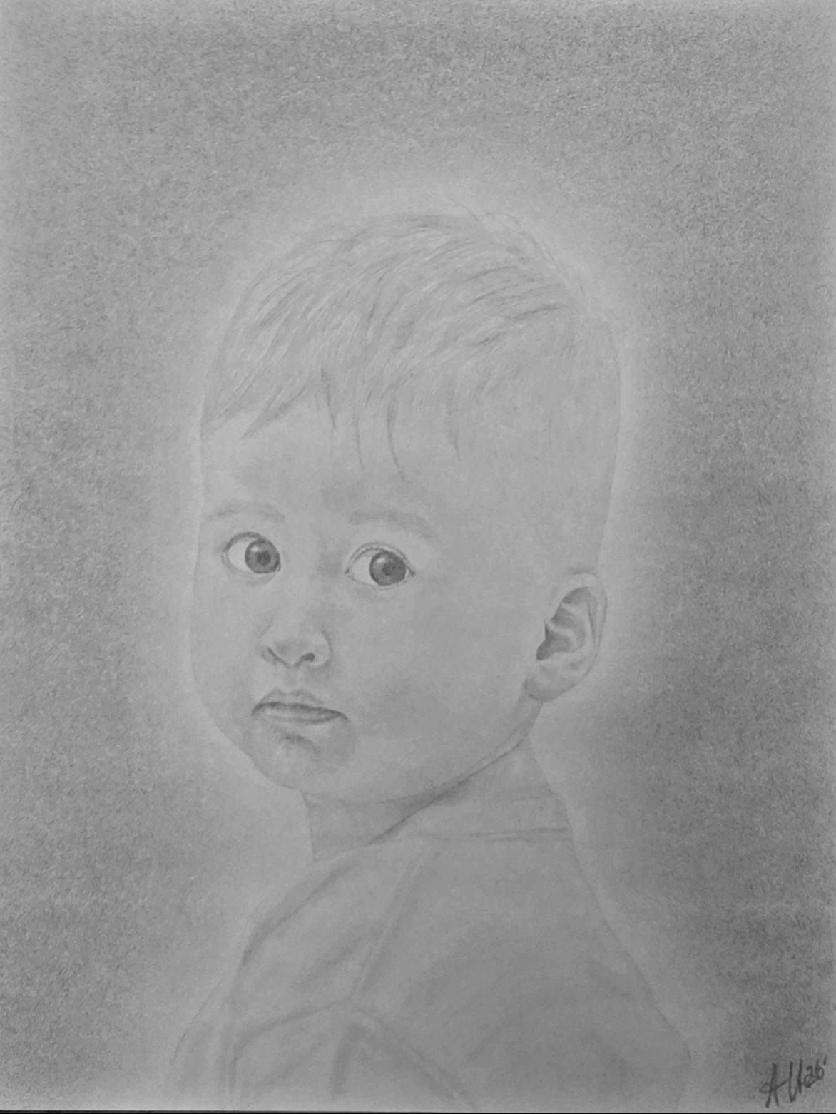 Graphite portrait of a young child